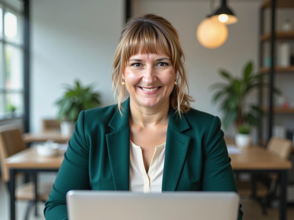 Dr. Ramona Jochmann am Laptop